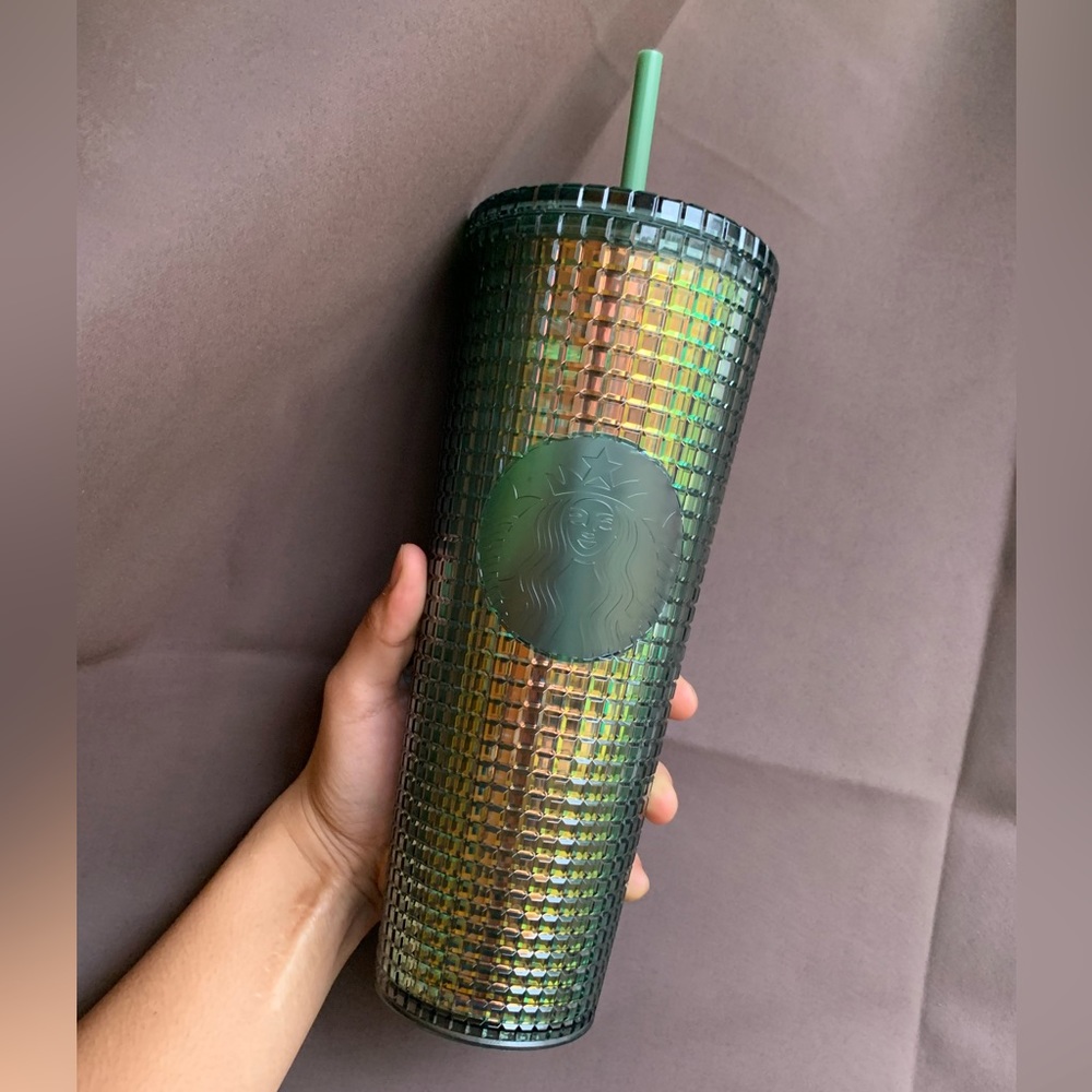 Starbucks Green Rainforest Grid Iridescent Tumbler